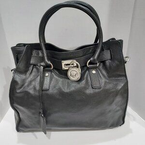 Michael Kors Hamilton  Black Leather Handbag